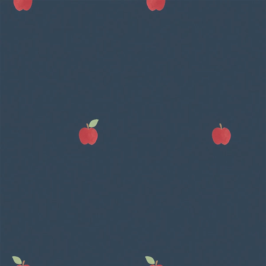 "Piglet in Bed Moonlit Blue Apple Print Wallpaper – Premium Peel & Stick Design"