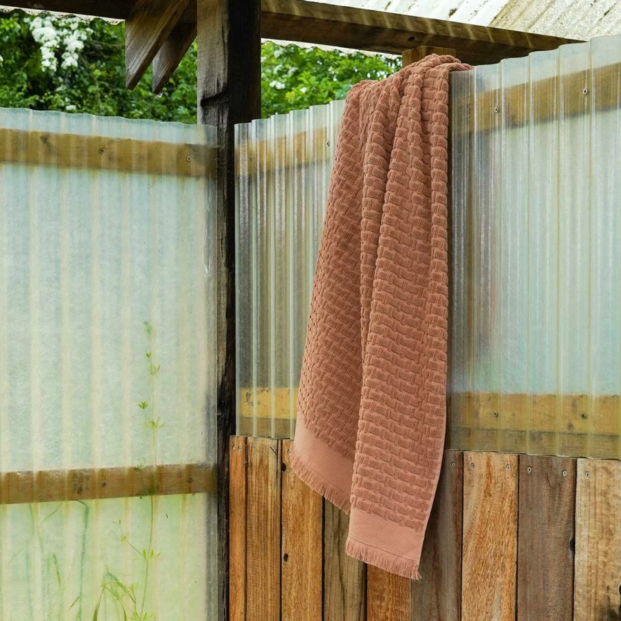 Piglet in Bed Basketweave Cotton Bath Sheet - Luxurious Creme Caramel Towel for Spa-Like Comfort