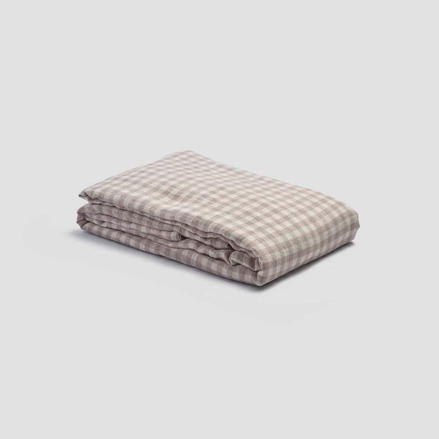 Piglet in Bed Mushroom Check Linen Duvet Cover - Organic Cotton Blend Rustic Bedding