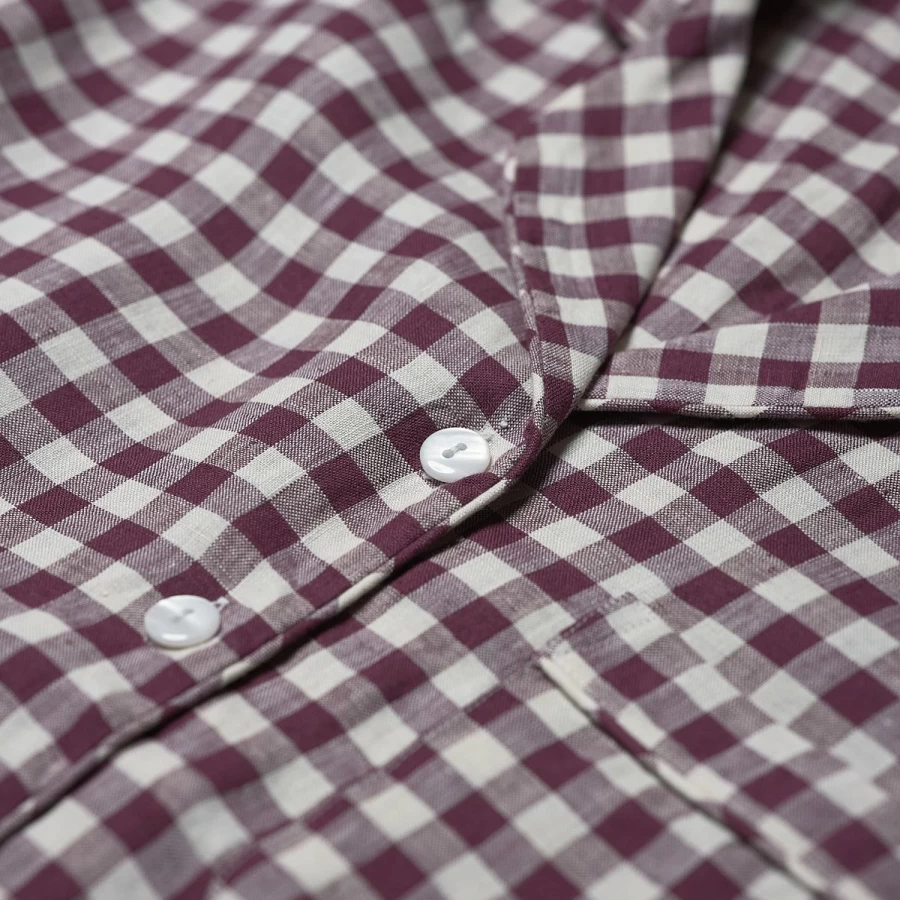 Piglet in Bed Berry Gingham Cotton Pyjama Shirt - Women's Relaxed Sleepwear