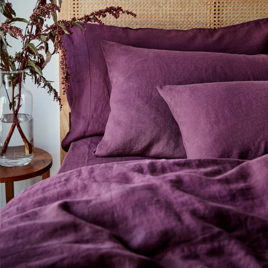 Piglet in Bed Organic Linen Pillowcase Pair - Berry Washed 100% French Flax