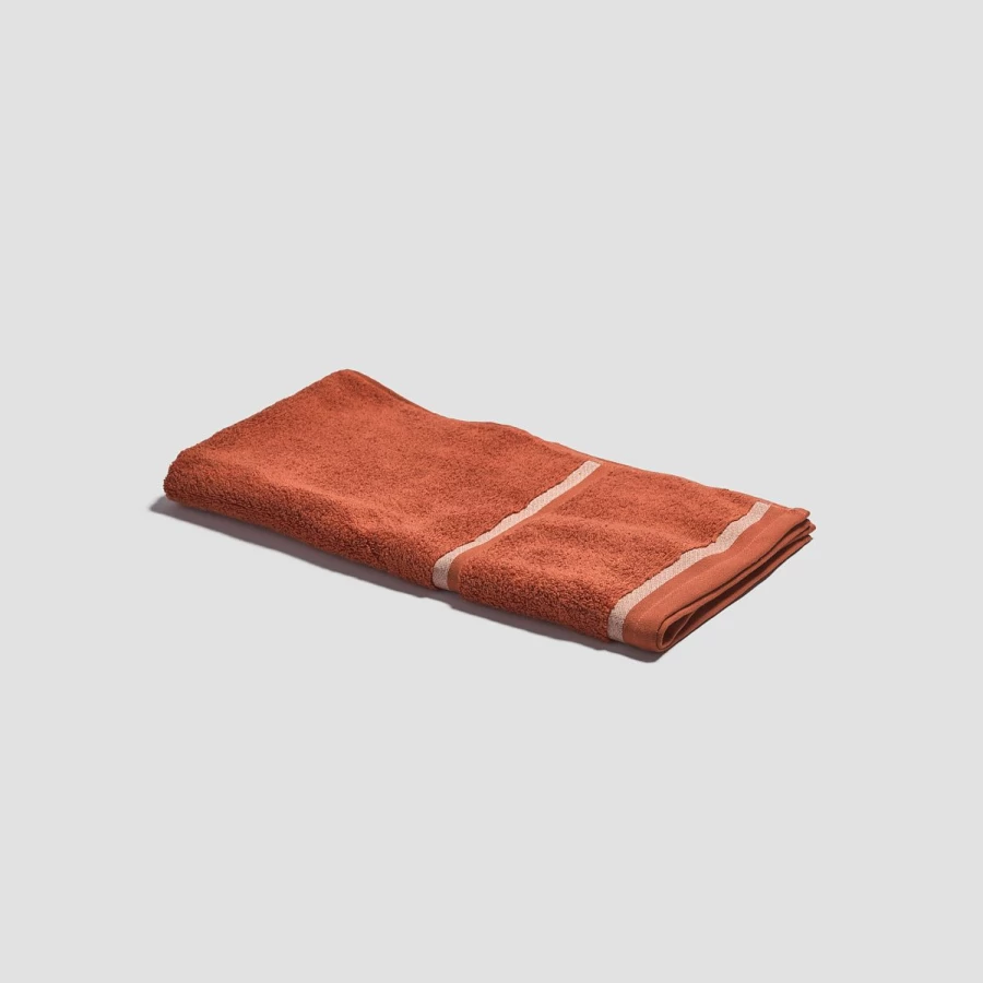 Piglet in Bed Organic Cotton Cinnamon Striped Hand Towel – Soft Bathroom & Kitchen Towel