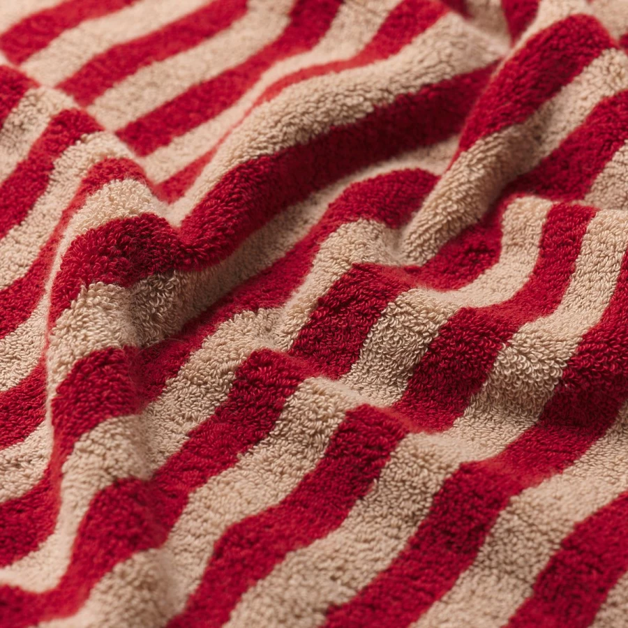 Piglet in Bed Red Sandstone Striped 100% Cotton Bath Towel - Large Luxury Bath Sheet