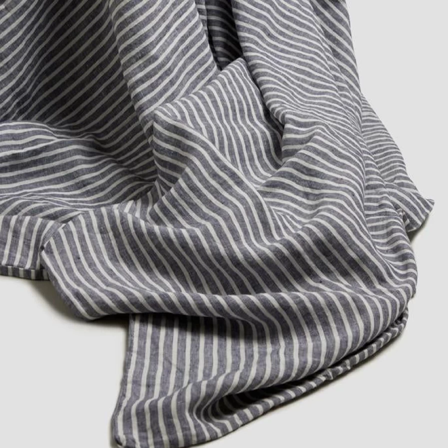 Piglet in Bed Midnight Stripe Linen Duvet Cover - 100% Organic French Flax