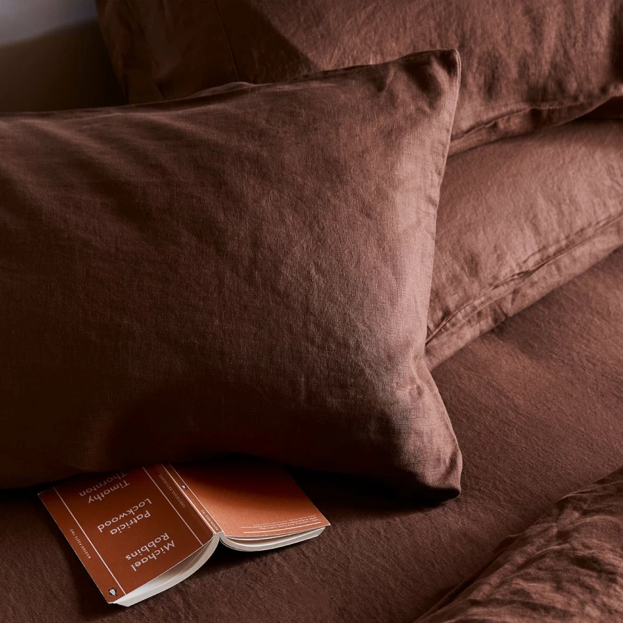 Piglet in Bed 100% Linen Fitted Sheet - Chestnut Brown - Breathable & Soft Bedding
