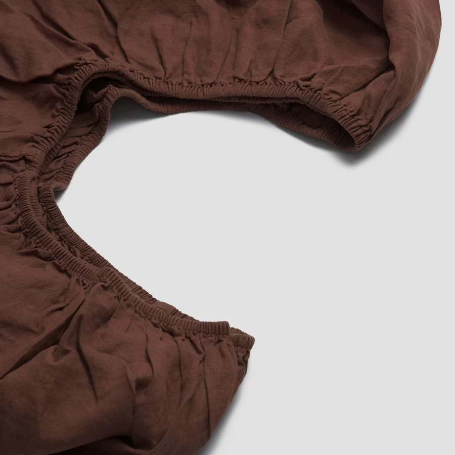 Piglet in Bed 100% Linen Fitted Sheet - Chestnut Brown - Breathable & Soft Bedding