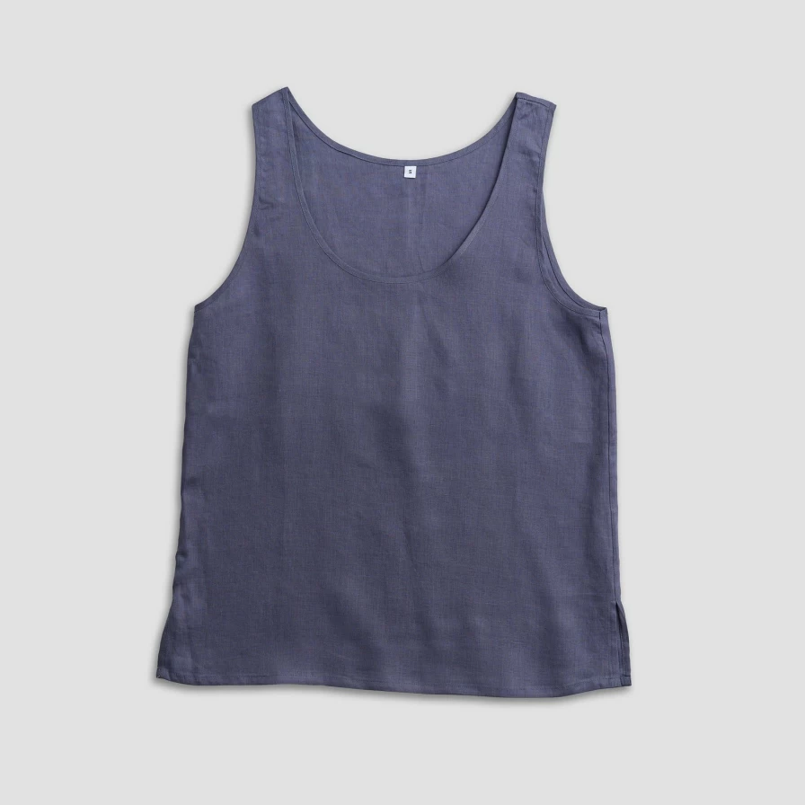 Piglet in Bed Women's Blueberry Linen Cami Pajama Set - Soft Sleepwear Shorts & Tank Top