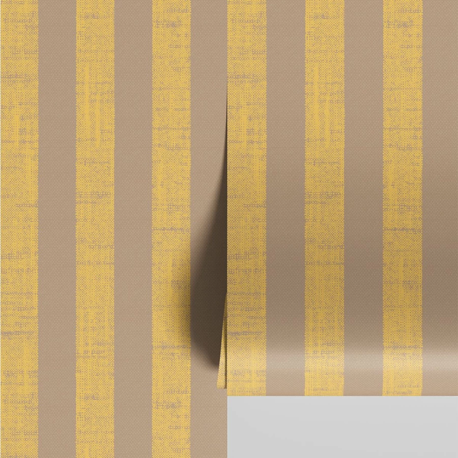 Piglet in Bed Mango Pembroke Stripe Wallpaper – Handmade Peel and Stick Wallpaper for Kitchen, Bathroom, Nursery