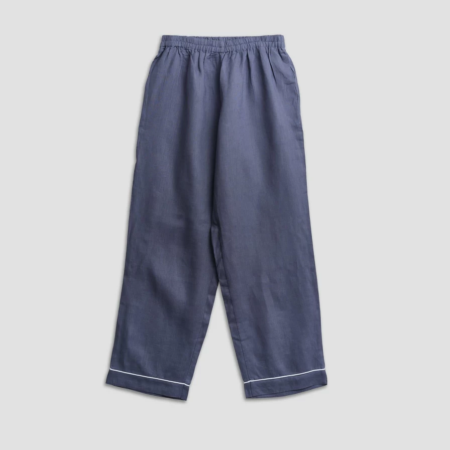 Piglet in Bed Women's Blueberry Linen Pyjama Pants - Soft & Breathable Sleepwear