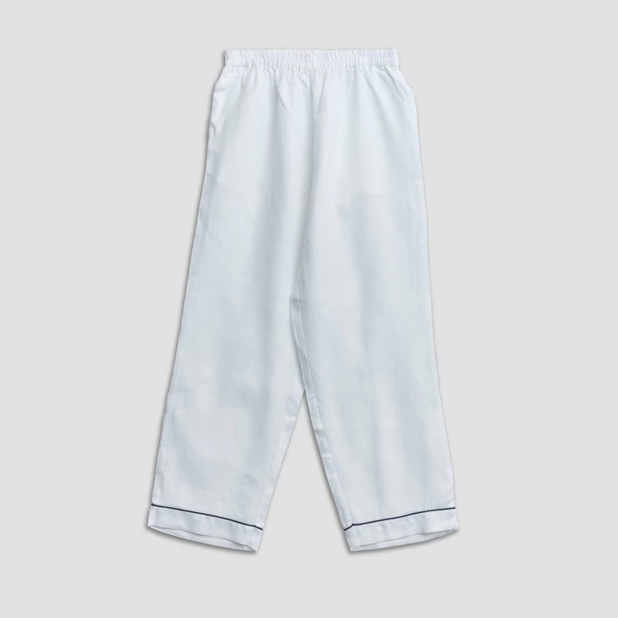 Piglet in Bed Women's White Linen Pyjama Pants - Soft & Breathable Sleep Trousers