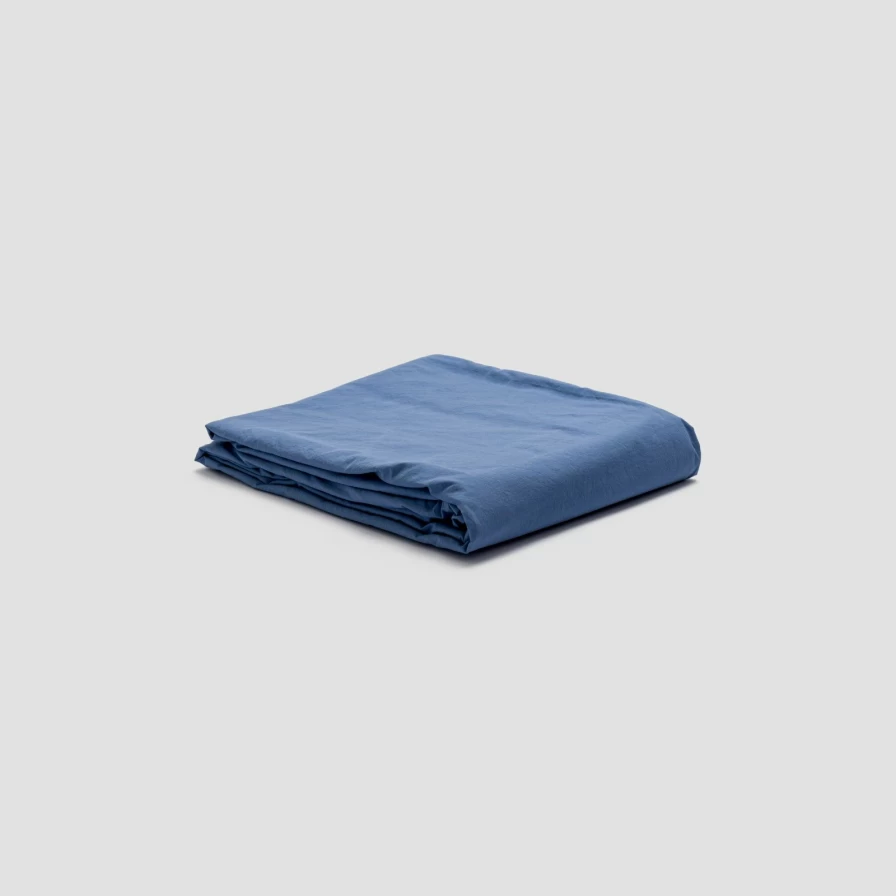 Piglet in Bed Washed Percale Cotton Duvet Cover Set - Cove Blue - Premium Soft Bedding