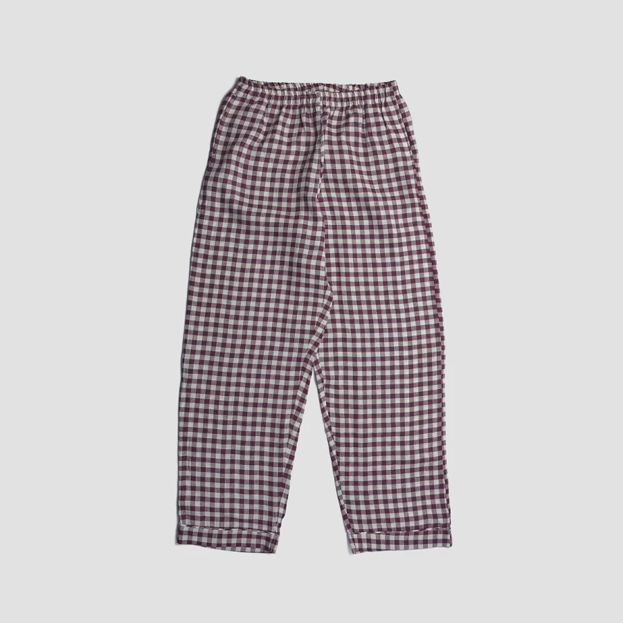 Piglet in Bed Men's Gingham Check Cotton Pyjama Pants - Comfortable Sleepwear Lounge Trousers