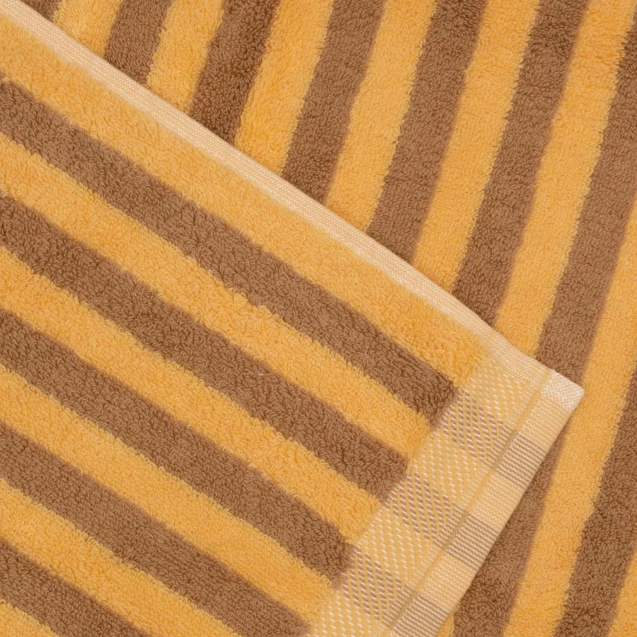 Piglet in Bed Honey Mustard Stripe Cotton Bath Mat - Soft & Absorbent Pembroke Design