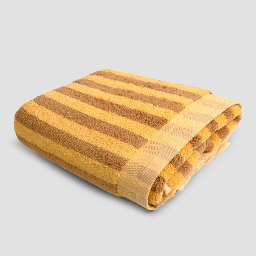 Piglet in Bed Honey Mustard Stripe Cotton Bath Mat - Soft & Absorbent Pembroke Design