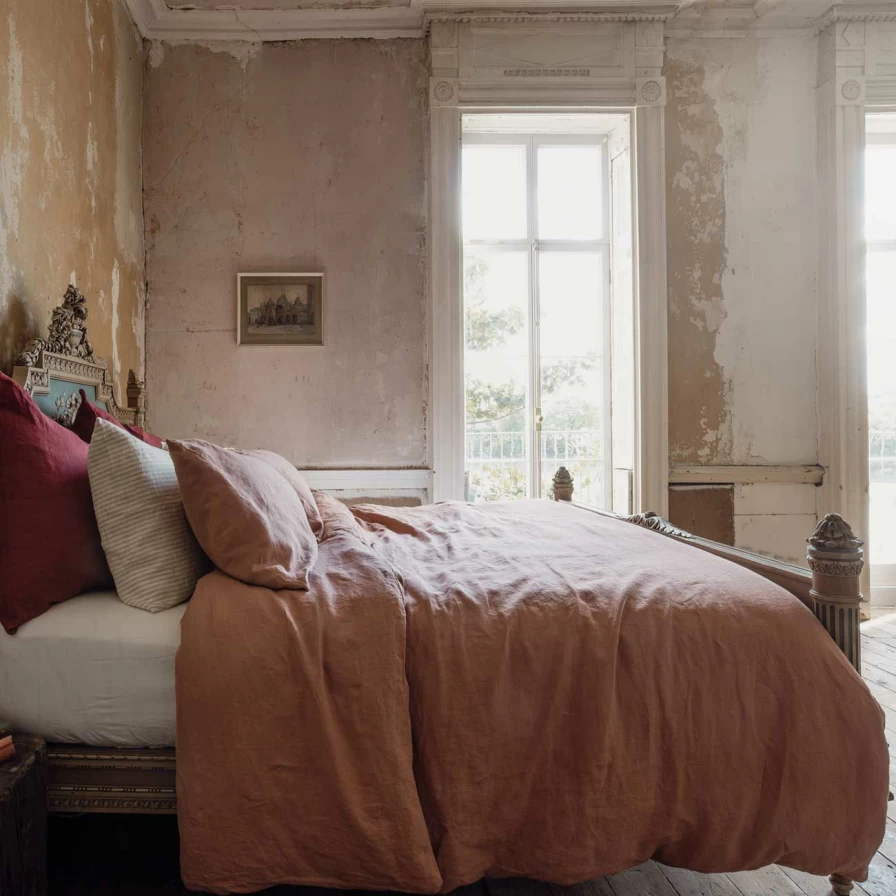Piglet in Bed Organic Linen Duvet Cover – Soft, Breathable & Warm Clay Color