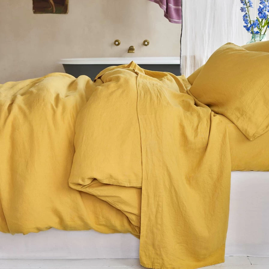 Piglet in Bed 100% Organic Linen Flat Sheet – Natural Honey Color – Breathable & Soft Bedding