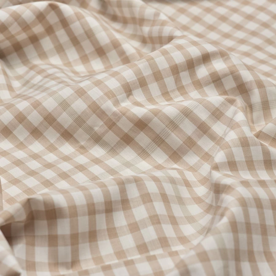 Piglet in Bed Cafe Au Lait Small Gingham Cotton Pillowcase Set - 100% Organic Cotton Pair
