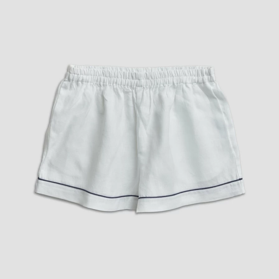 Piglet in Bed Women's White Linen Pyjama Shorts - Breathable Summer Sleepwear