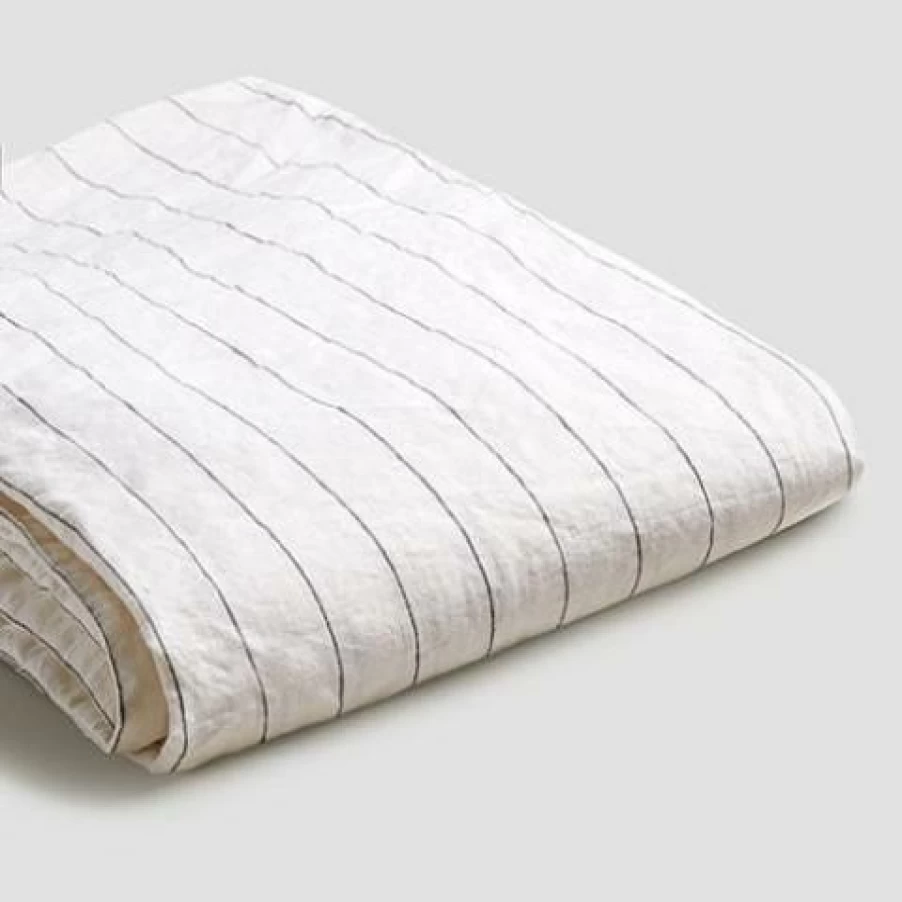 Piglet in Bed Luna Stripe Linen Duvet Cover Set - 100% Natural Washed Linen Bedding