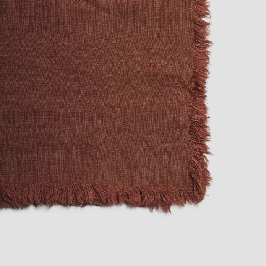Piglet in Bed Barley Brown Linen Crinkle Throw - Organic Cotton Blend Woven Blanket for Cozy Home Decor