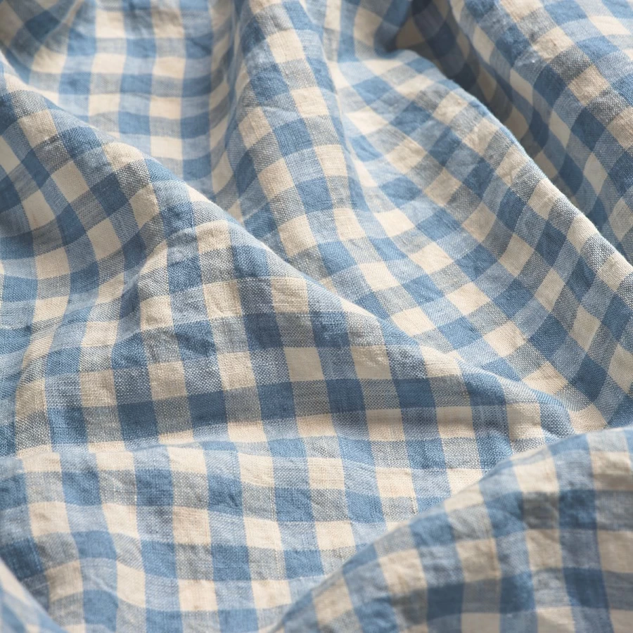 Piglet in Bed Blue Gingham Linen Flat Sheet – Soft & Warm Bedding