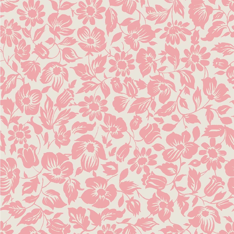 "Piglet in Bed Pink Bloom Meadow Floral Wallpaper – Vintage Botanical Peel & Stick Wallpaper"