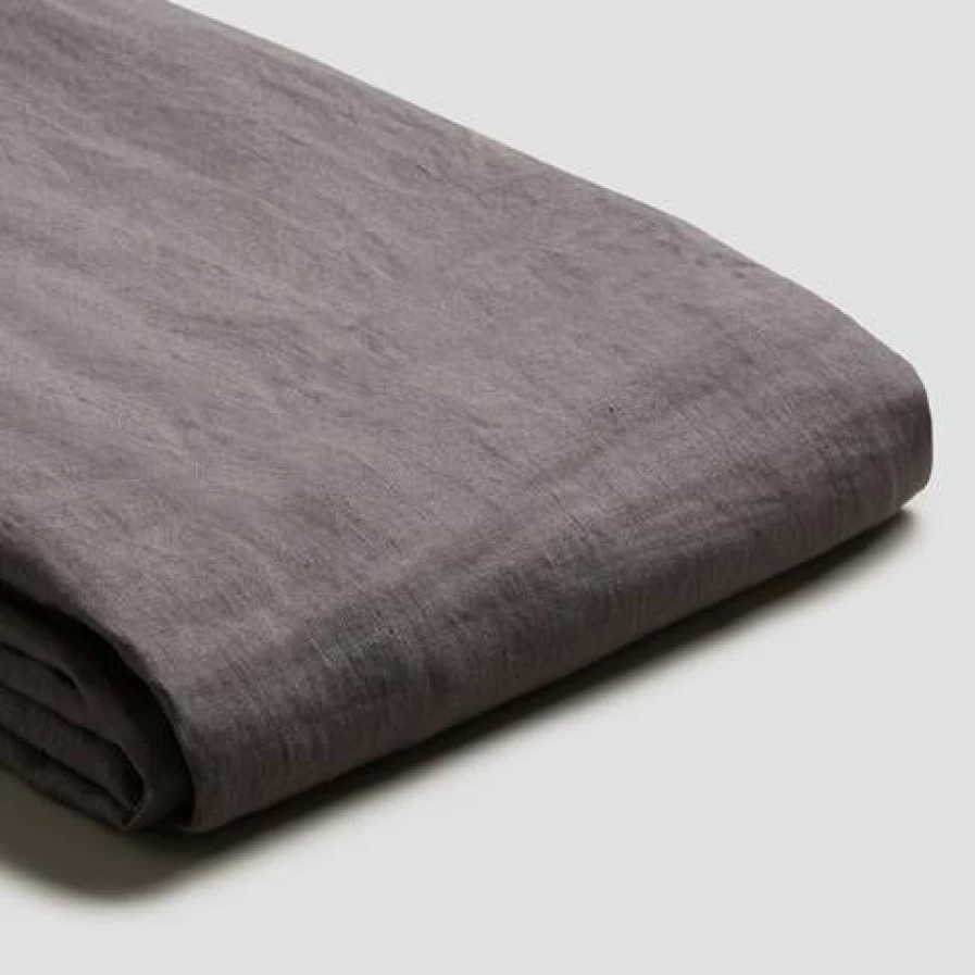 Piglet in Bed Charcoal Grey 100% Linen Flat Sheet – Premium Organic Bedding