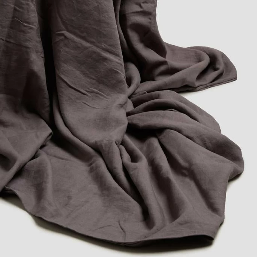 Piglet in Bed Charcoal Grey 100% Linen Flat Sheet – Premium Organic Bedding