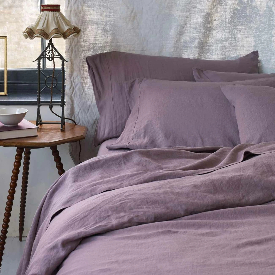 Piglet in Bed 100% Linen Duvet Cover - Natural Elderberry Washable Bedding Set