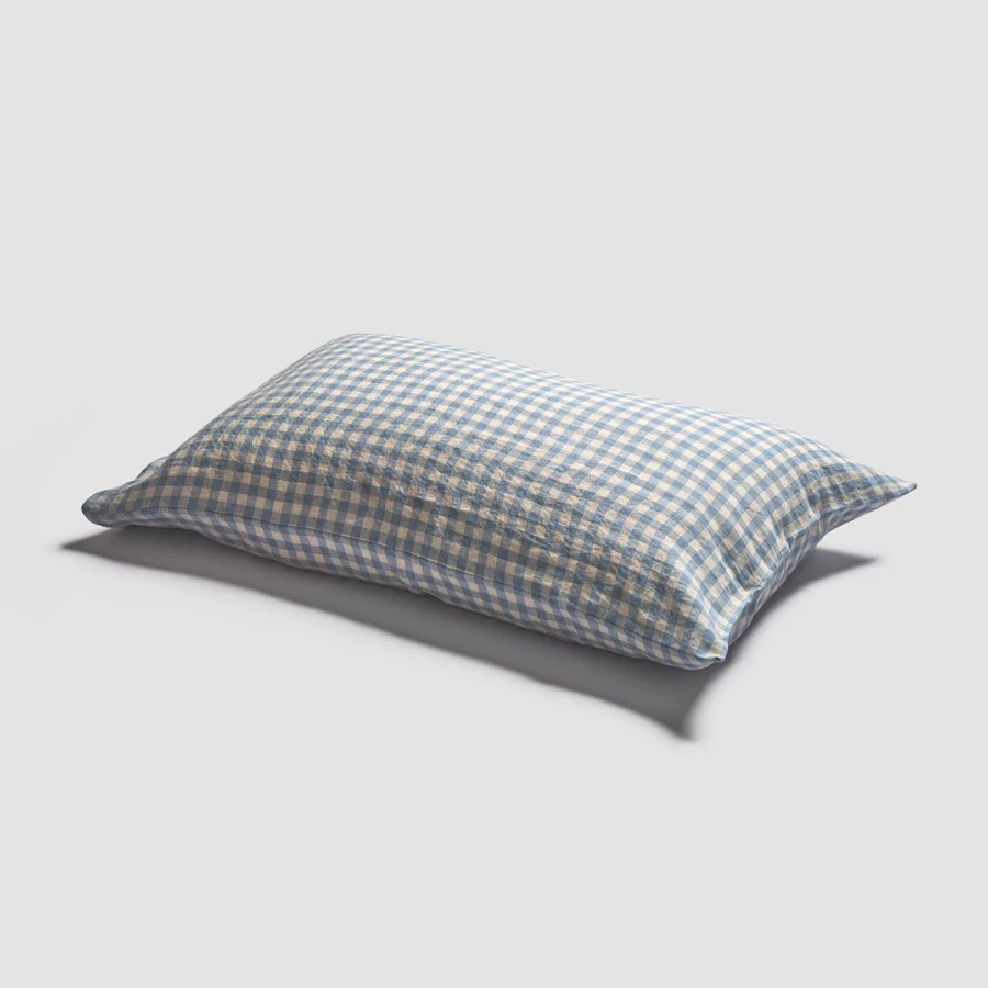 Piglet in Bed Blue Gingham Linen Pillowcase Pair - Soft & Breathable Bedding