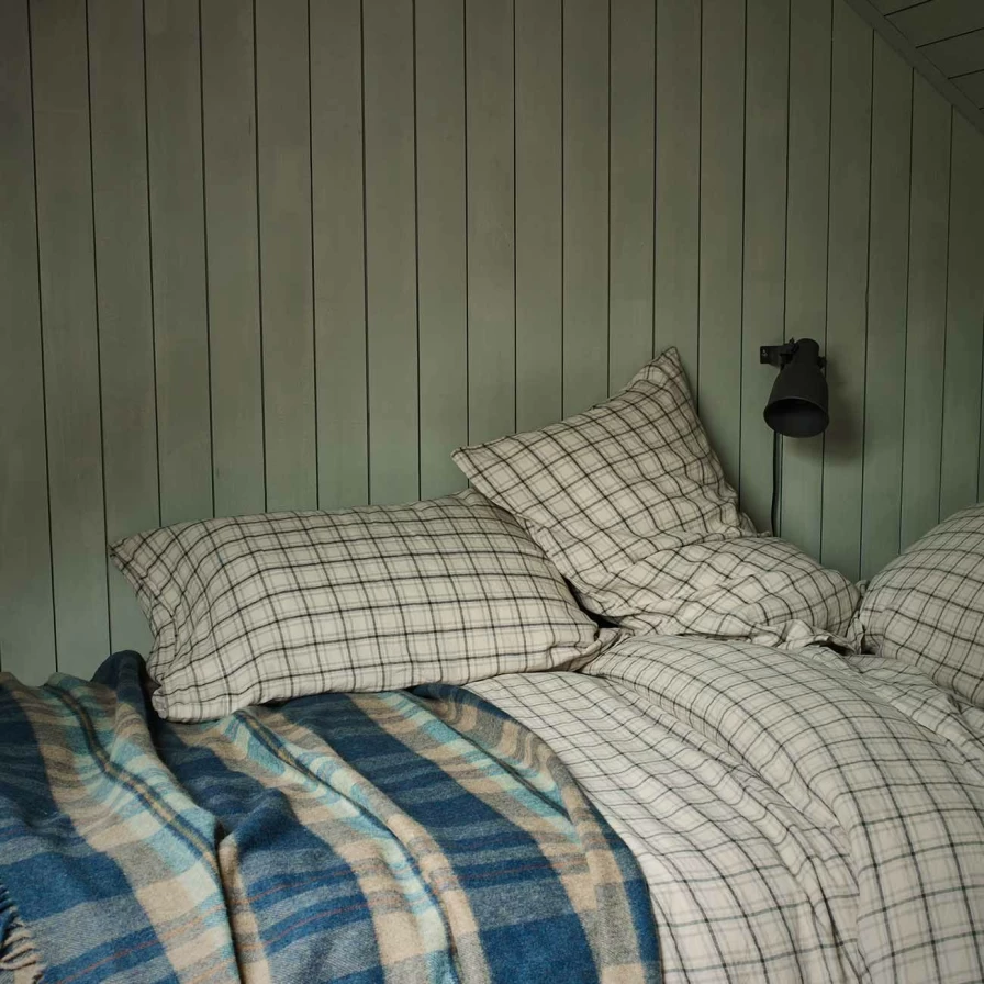 Piglet in Bed 100% Natural Check Linen Pillowcases (Set of 2) - Breathable & Eco-Friendly Bedding