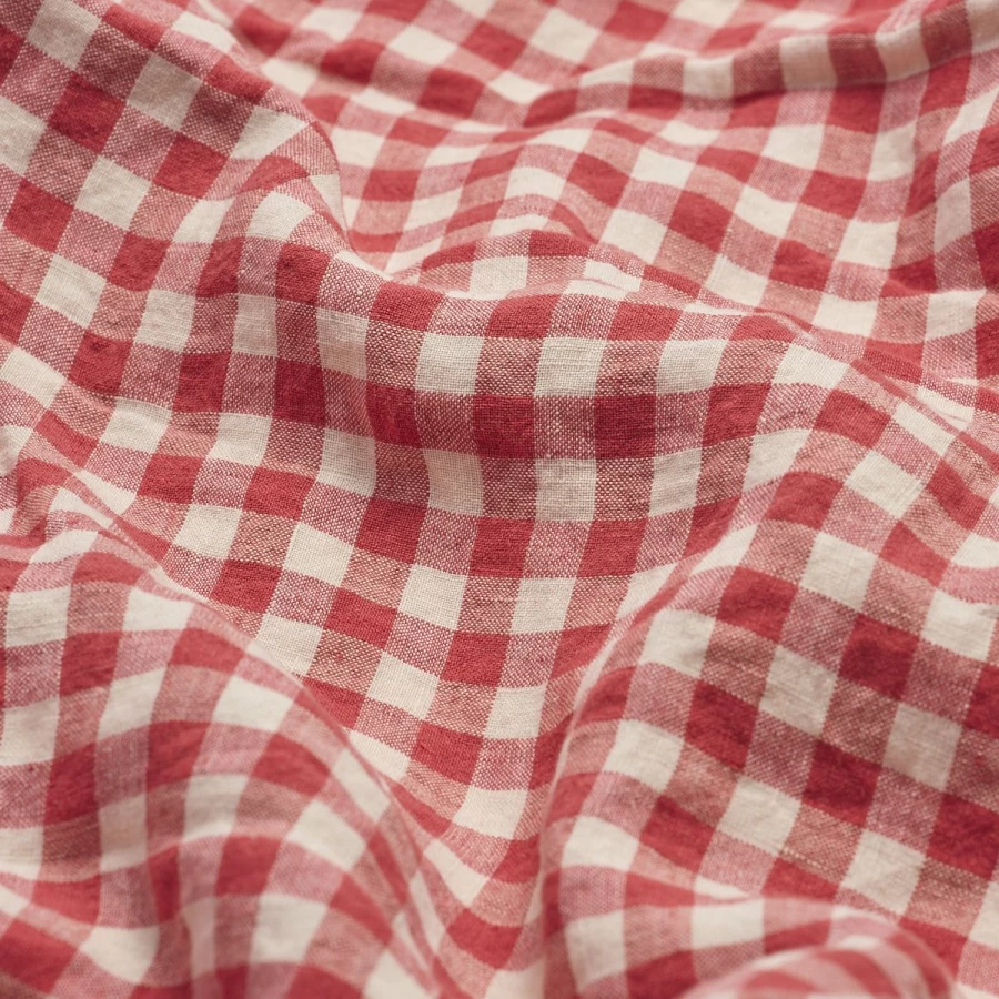 Piglet in Bed Mineral Red Gingham Linen Pillowcase Set - 2 Pack Eco-Friendly Pillow Covers