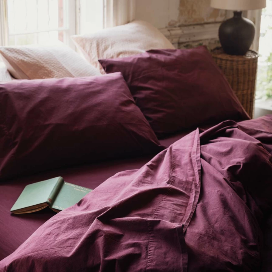 Piglet in Bed Washed Mulberry Percale Cotton Flat Sheet – Premium Soft & Breathable Bedding