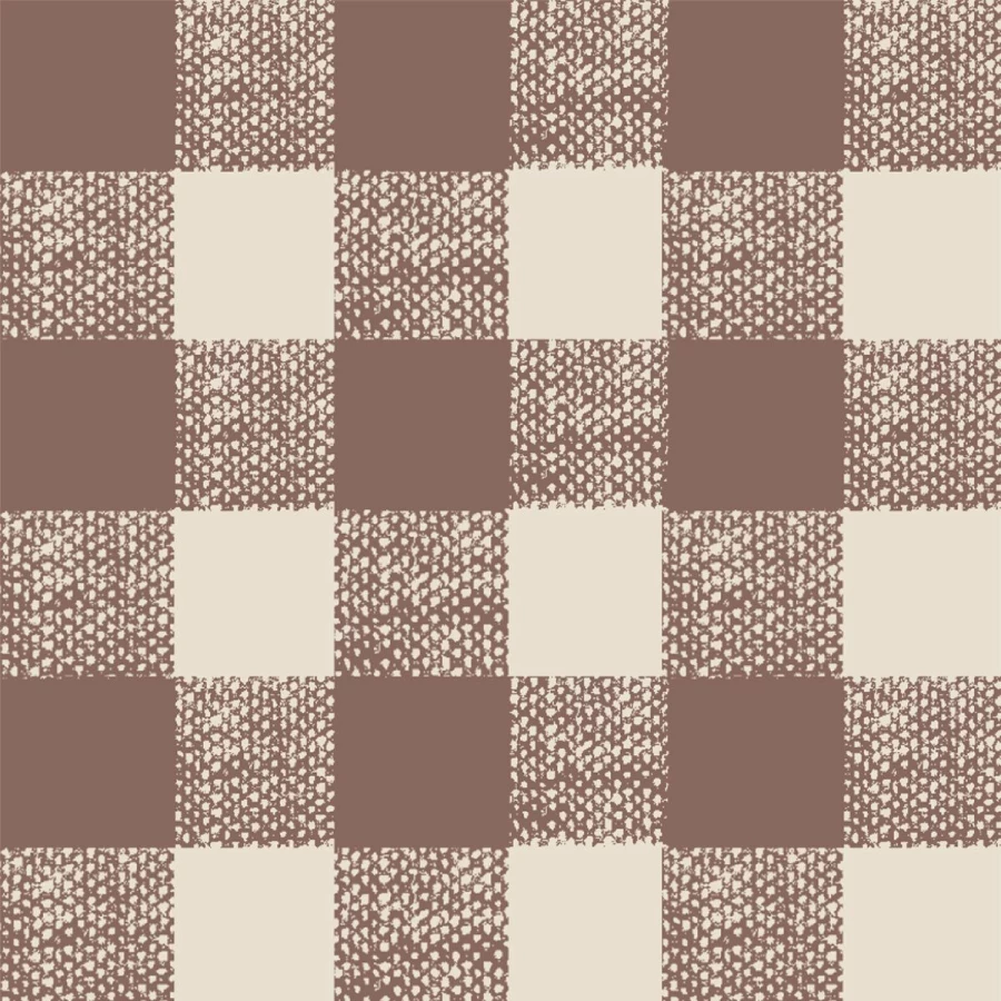 Piglet in Bed Barley Brown Gingham Check Wallpaper – Traditional Textured Design