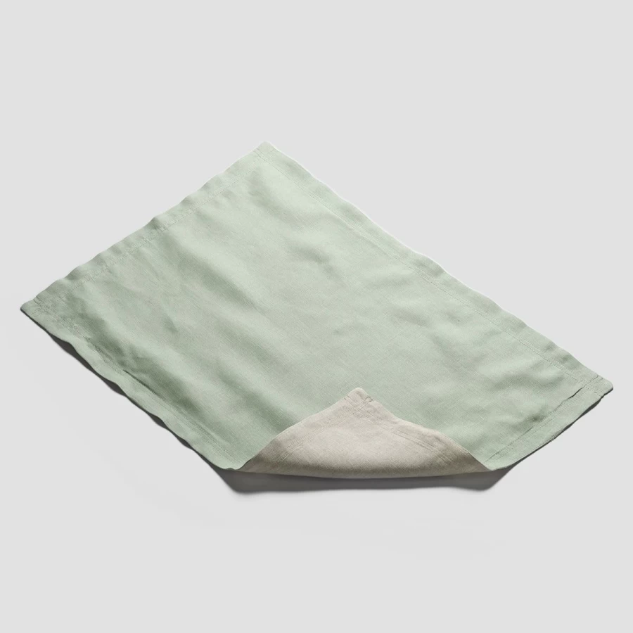 Piglet in Bed Sage Green Linen Placemats - Set of 4 Eco-Friendly Table Mats for Dining
