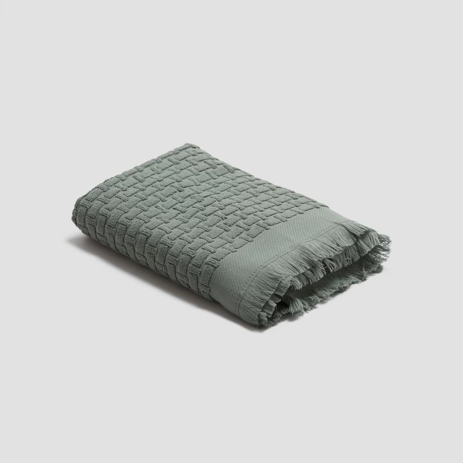 Piglet in Bed Ash Green Basketweave 100% Cotton Bath Towel - Organic & Eco-Friendly