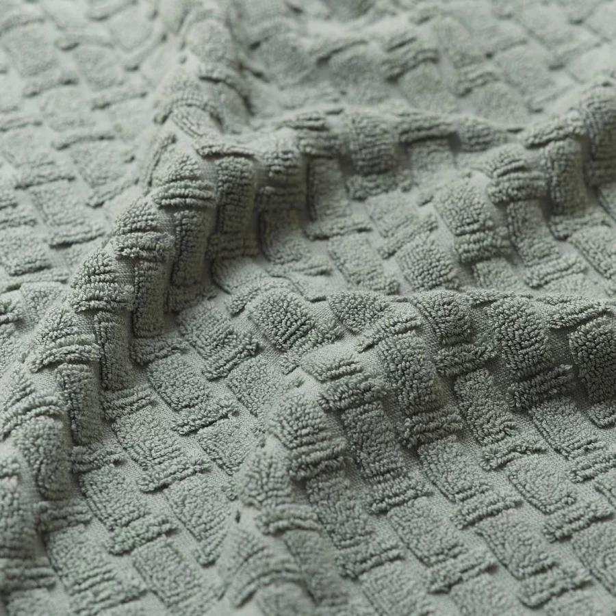 Piglet in Bed Ash Green Basketweave 100% Cotton Bath Towel - Organic & Eco-Friendly