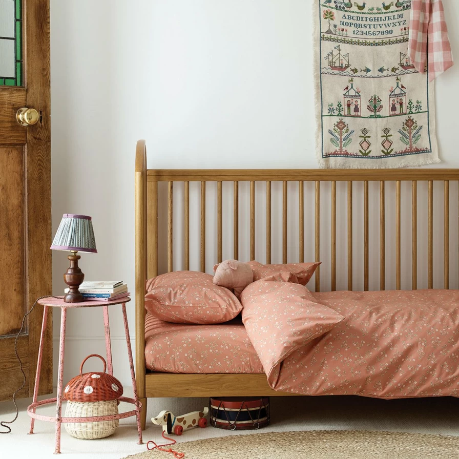 Piglet in Bed Organic Cotton Floral Apricot Kids Bedding Set for Boys & Girls
