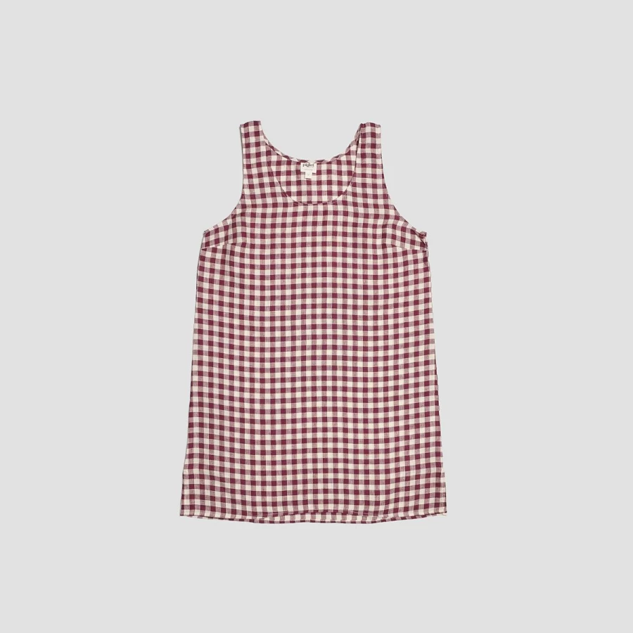 Piglet in Bed Women's Berry Gingham Linen Nightdress - Soft Sleepwear & Lounge Dress