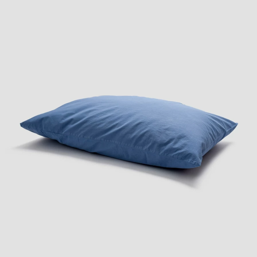 Piglet in Bed Washed Cove Blue Percale Cotton Pillowcases - Set of 2, Organic & Breathable