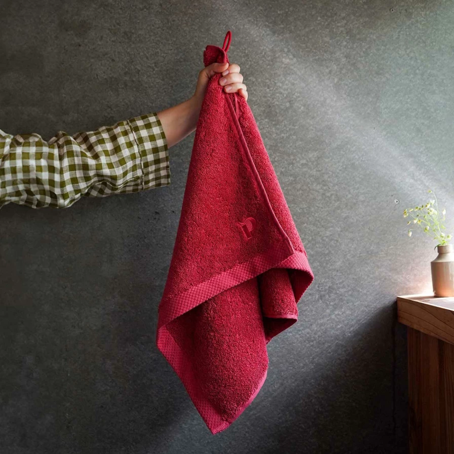 Piglet in Bed Organic Cotton Hand Towel - Mineral Red, Eco-Friendly & Soft Bath Towel for Sustainable Living