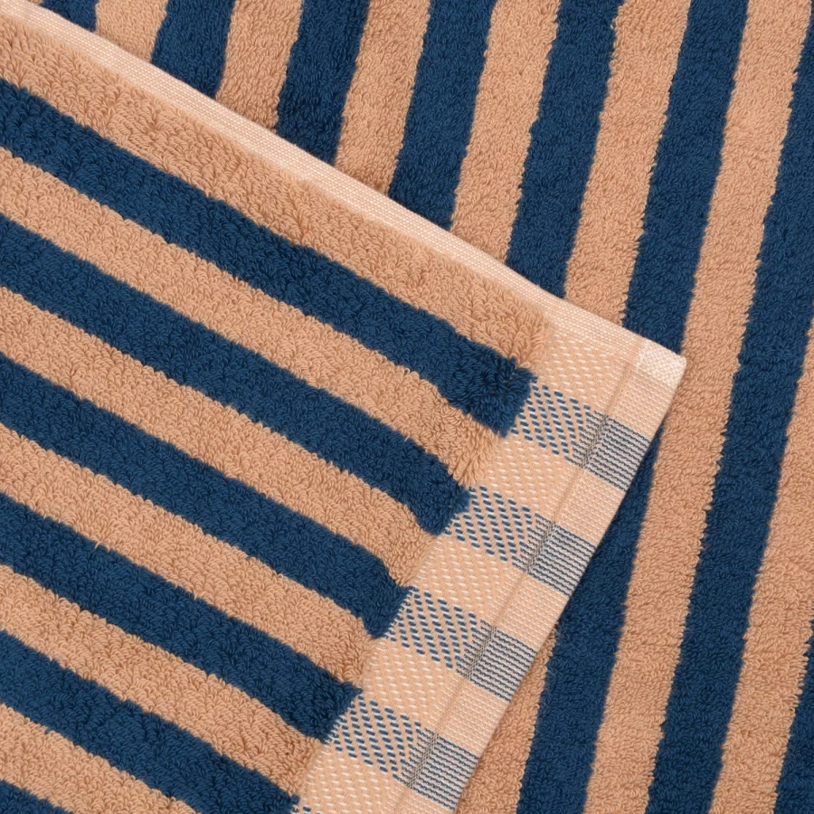 Piglet in Bed Blue and Porcini Stripe Cotton Bath Mat - Pembroke Style Eco-Friendly