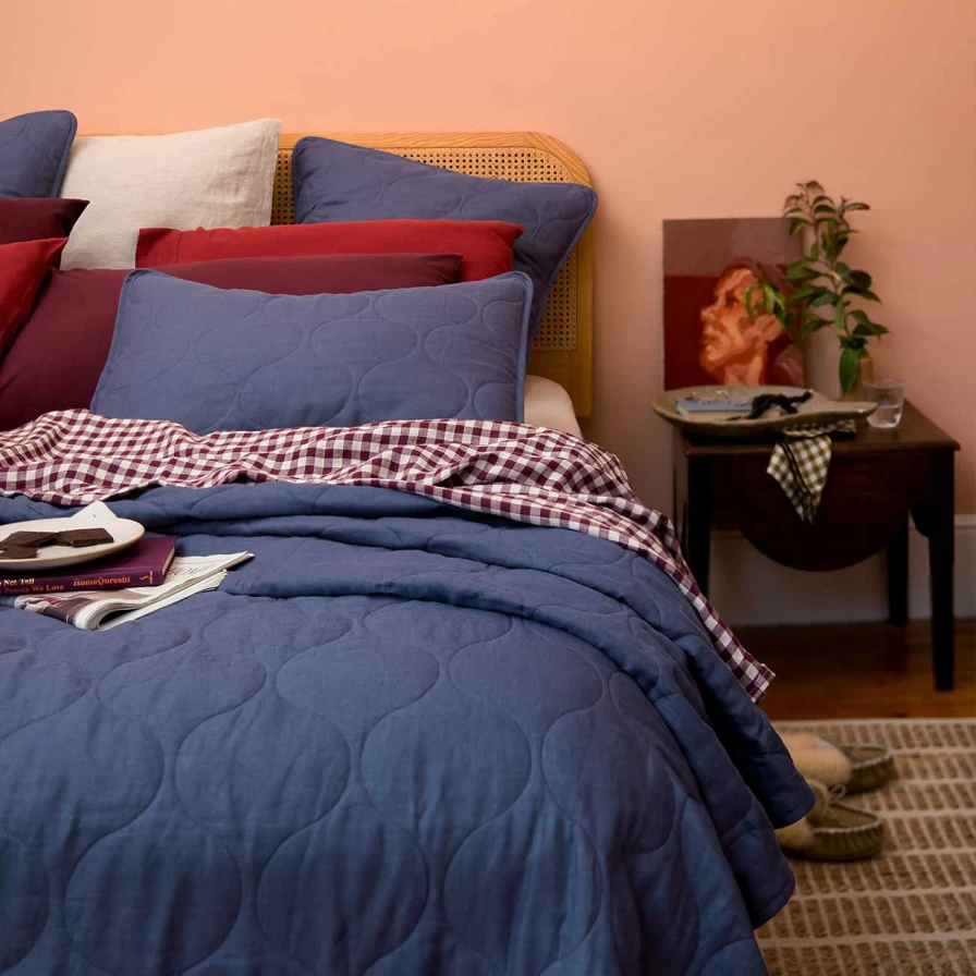 Piglet in Bed 100% Linen Blueberry Sham Pair - Organic French Flax Twin Queen King