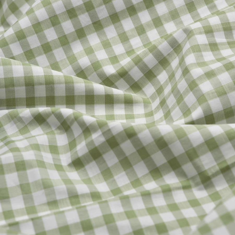 Piglet in Bed Small Gingham Cotton Pillowcase Pair - Pear Print