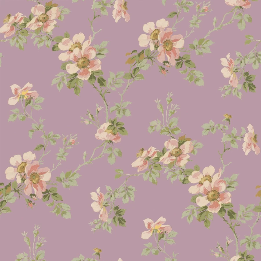 "Piglet in Bed Mauve Field Rose Wallpaper – Floral Peel and Stick Wallpaper for Home Decor"