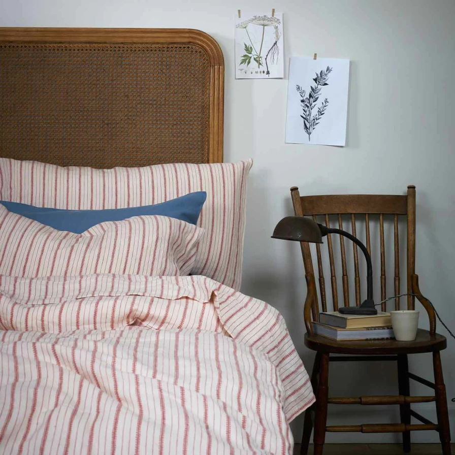 Piglet in Bed Mineral Red Striped Linen Pillowcase Set - 2 Pack