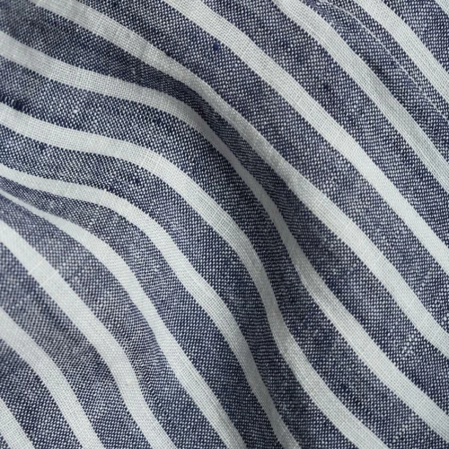 Piglet in Bed Midnight Stripe Linen Pillowcase Set - 100% Organic French Flax - Pair (Standard & King Size)