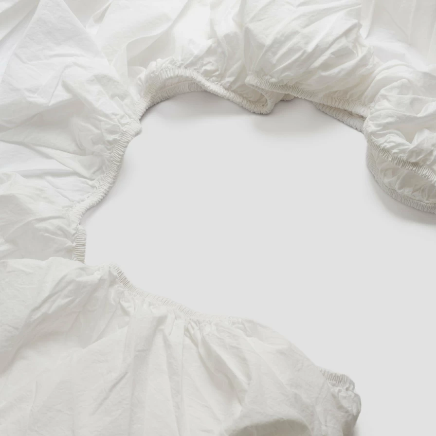 Piglet in Bed White Washed Organic Cotton Percale Fitted Sheet - Soft, Breathable & Sustainable Bedding