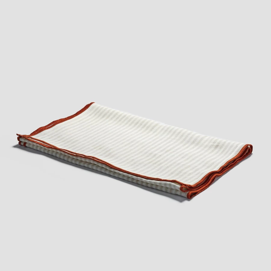 Piglet in Bed Striped Linen Table Runner - Natural Oatmeal Kitchen Dining Decor