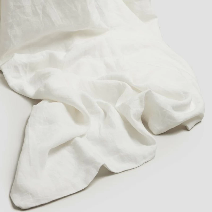 Piglet in Bed 100% Organic White Linen Flat Sheet – Premium Quality Washed Bedding